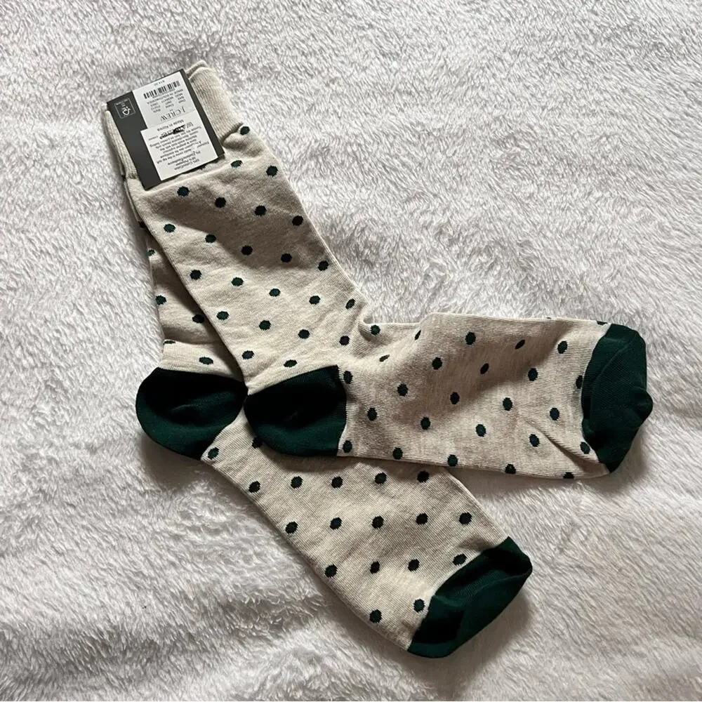 J.Crew Men’s Gray and Green Dot Socks NWT OS